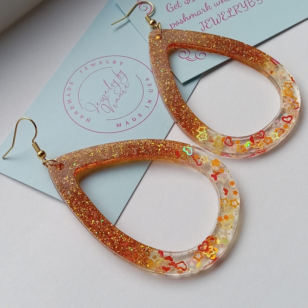Hand Crafted Resin Sunset And Campfires Collection Earrings - Picture 5 of 6